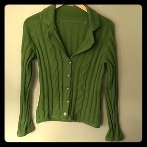 Green Angora hair cardigan Ann Taylor size M